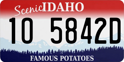 ID license plate 1O5842D