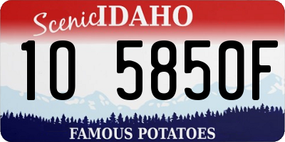 ID license plate 1O5850F