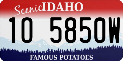 ID license plate 1O5850W