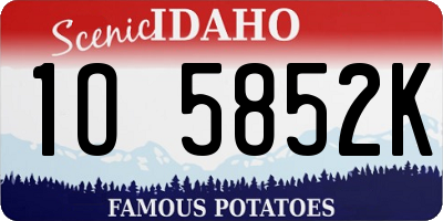 ID license plate 1O5852K