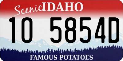 ID license plate 1O5854D