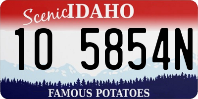 ID license plate 1O5854N