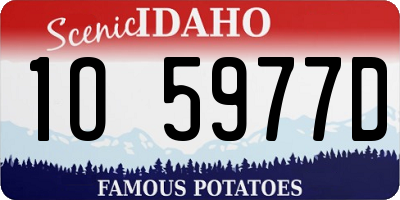 ID license plate 1O5977D