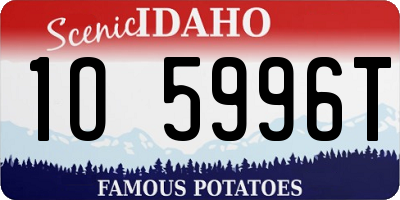 ID license plate 1O5996T