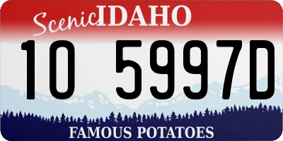 ID license plate 1O5997D