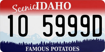 ID license plate 1O5999D
