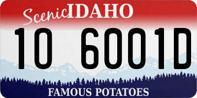 ID license plate 1O6001D