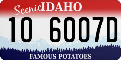 ID license plate 1O6007D