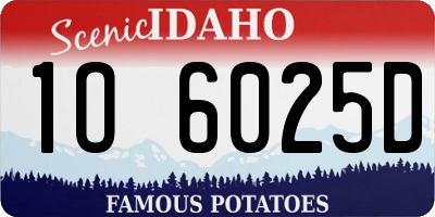ID license plate 1O6025D