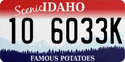 ID license plate 1O6033K