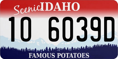 ID license plate 1O6039D