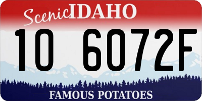 ID license plate 1O6072F