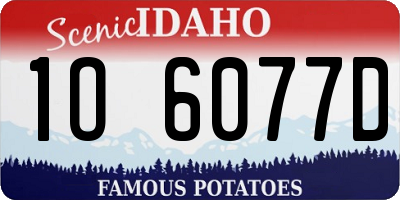 ID license plate 1O6077D