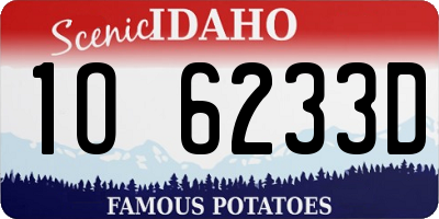 ID license plate 1O6233D