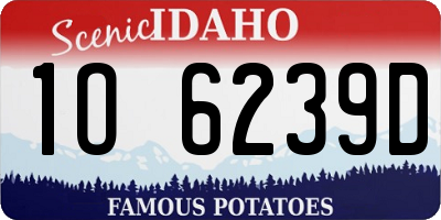 ID license plate 1O6239D