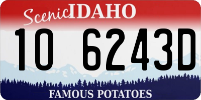 ID license plate 1O6243D