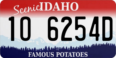 ID license plate 1O6254D