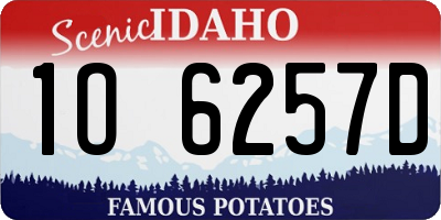 ID license plate 1O6257D