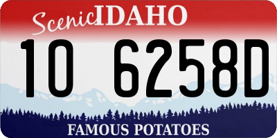 ID license plate 1O6258D