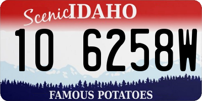 ID license plate 1O6258W