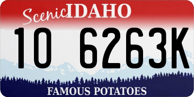 ID license plate 1O6263K