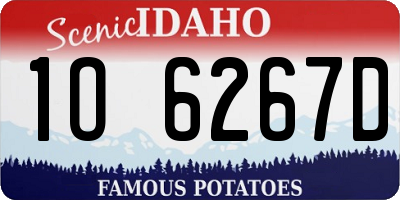 ID license plate 1O6267D