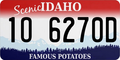 ID license plate 1O6270D