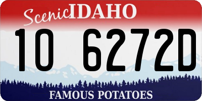 ID license plate 1O6272D