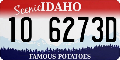 ID license plate 1O6273D
