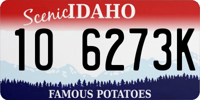 ID license plate 1O6273K