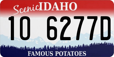 ID license plate 1O6277D