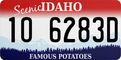 ID license plate 1O6283D
