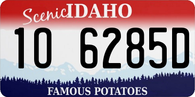 ID license plate 1O6285D
