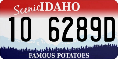 ID license plate 1O6289D