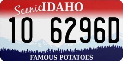 ID license plate 1O6296D