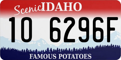 ID license plate 1O6296F