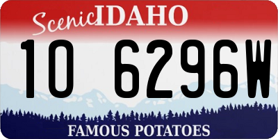 ID license plate 1O6296W