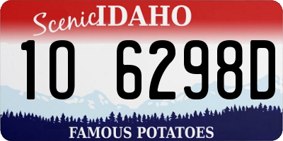 ID license plate 1O6298D