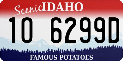 ID license plate 1O6299D