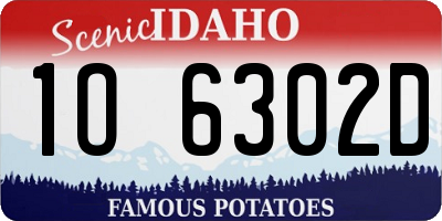ID license plate 1O6302D