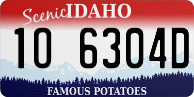 ID license plate 1O6304D