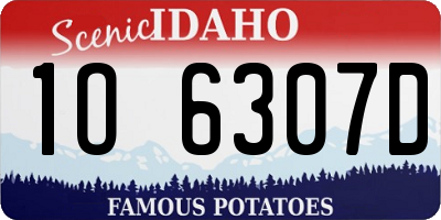 ID license plate 1O6307D