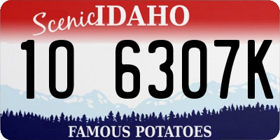 ID license plate 1O6307K