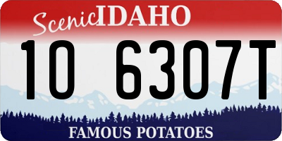 ID license plate 1O6307T