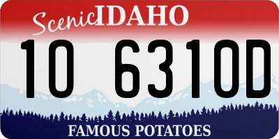 ID license plate 1O6310D