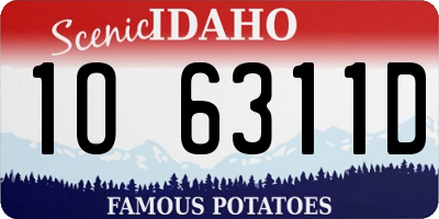 ID license plate 1O6311D