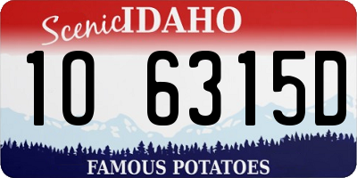 ID license plate 1O6315D