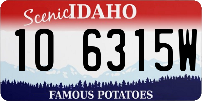 ID license plate 1O6315W