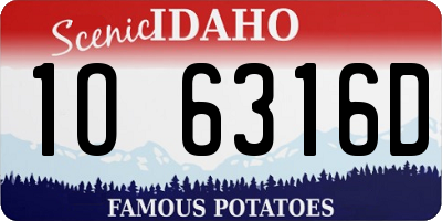 ID license plate 1O6316D