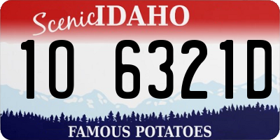 ID license plate 1O6321D